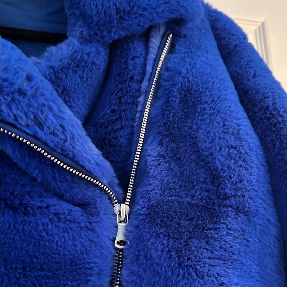 Mistress Rocks Blue Faux Fur Jacket - Picture 3 of 6